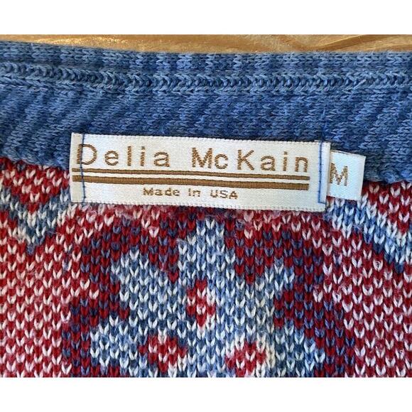 Vintage Delia Mckain Horse Button Up Knitted Cardigan Sweater Size Medium Blue - Picture 3 of 7